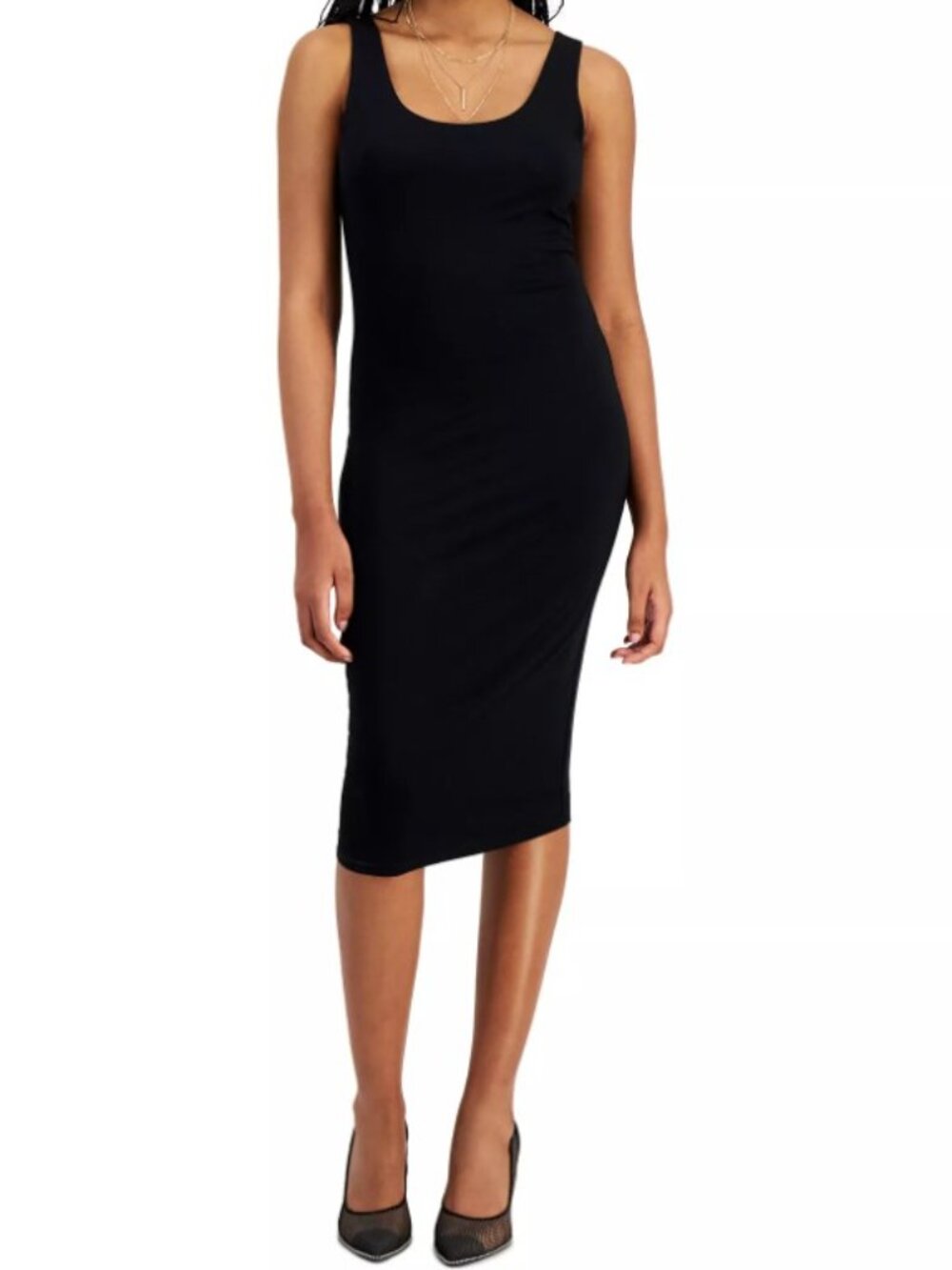BAR III WOMEN'S SLEEVELESS MIDI BODYCON DRESS (MEDIUM PETITE)
